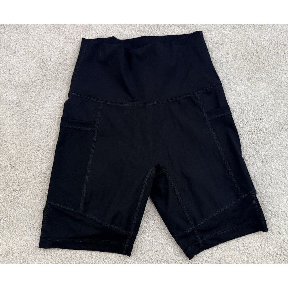 Aerie Black Biker Shorts with Mesh on Leg and Side Pockets 6" Inseam - Small
